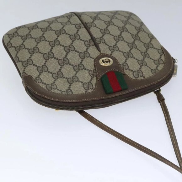 GUCCI GG Supreme Web Sherry Line Shoulder Bag PVC Beige 904 02 047 Auth 91756 - Picture 7 of 15